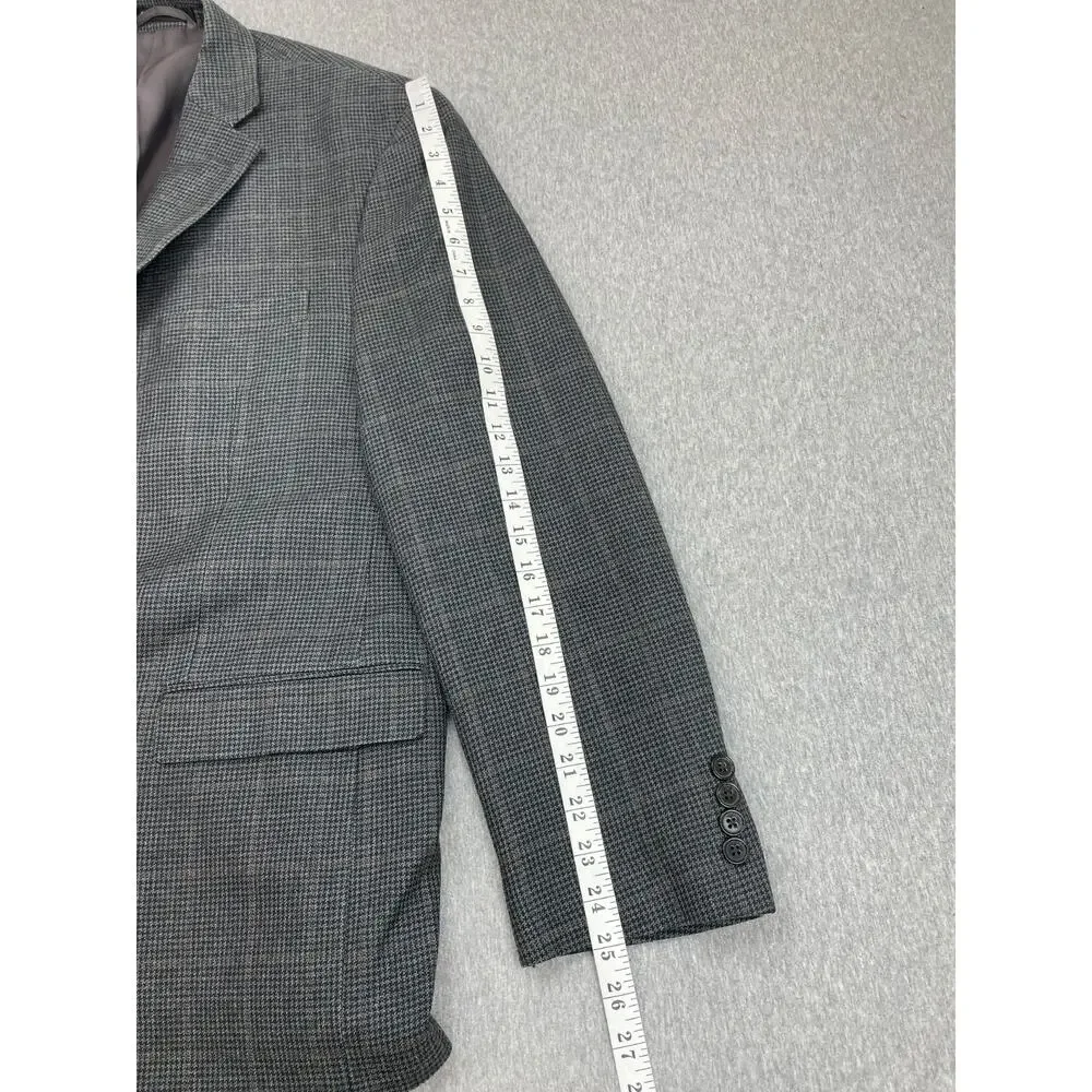 Lauren Ralph Lauren Blazer Mens 44R Houndstooth Silk Wool Blend‎ 2-Button Lined